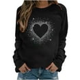thumbnail image 2 of ESSSUT Femmes Tops Dégagement Femmes Casual Manches Pleines Col Rond Tops en Vrac Chemisier Pull Shining Print Sweat-Shirt Noir L, 2 of 5