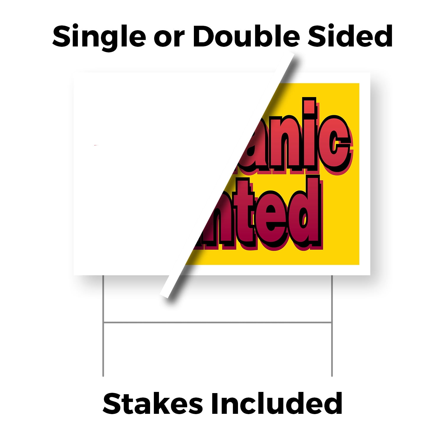 Mechanic Wanted Yard Sign 12 Inch x 16 Inch Single Sided Weatherproof Heavy-Duty Plastic with Stake | Hiring Notice, Professional Auto Shops, Bold Display | Made in USA