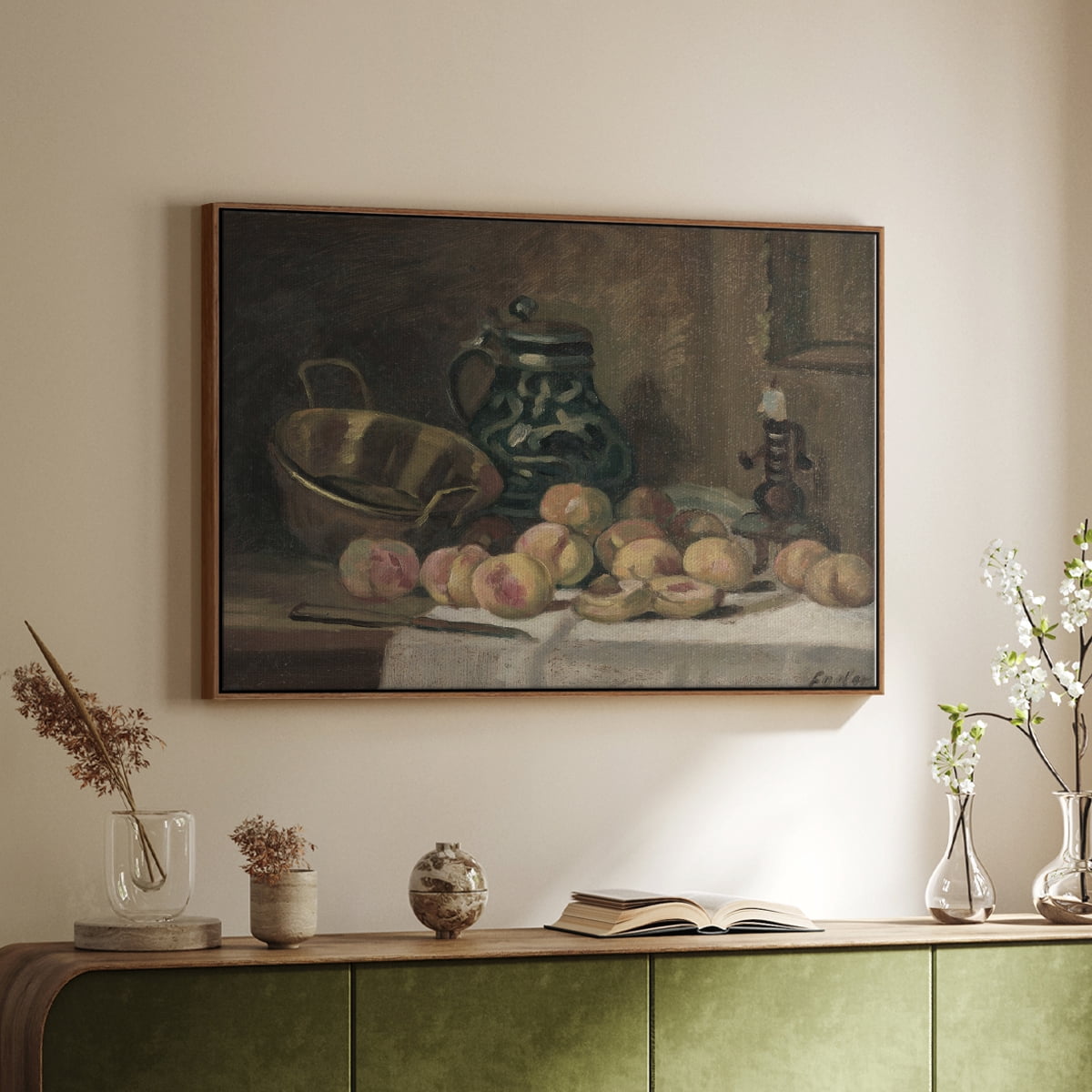 Vintage Botanical Print-XLIX By Wexford Home Framed in Walnut Wood Gallery Wrapped Canvas 25 in. x 37 in.