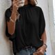 thumbnail image 3 of Blusa de manga corta con lazo en la espalda, color puro, informal, ajustada, para mujer, verano, 3 of 7