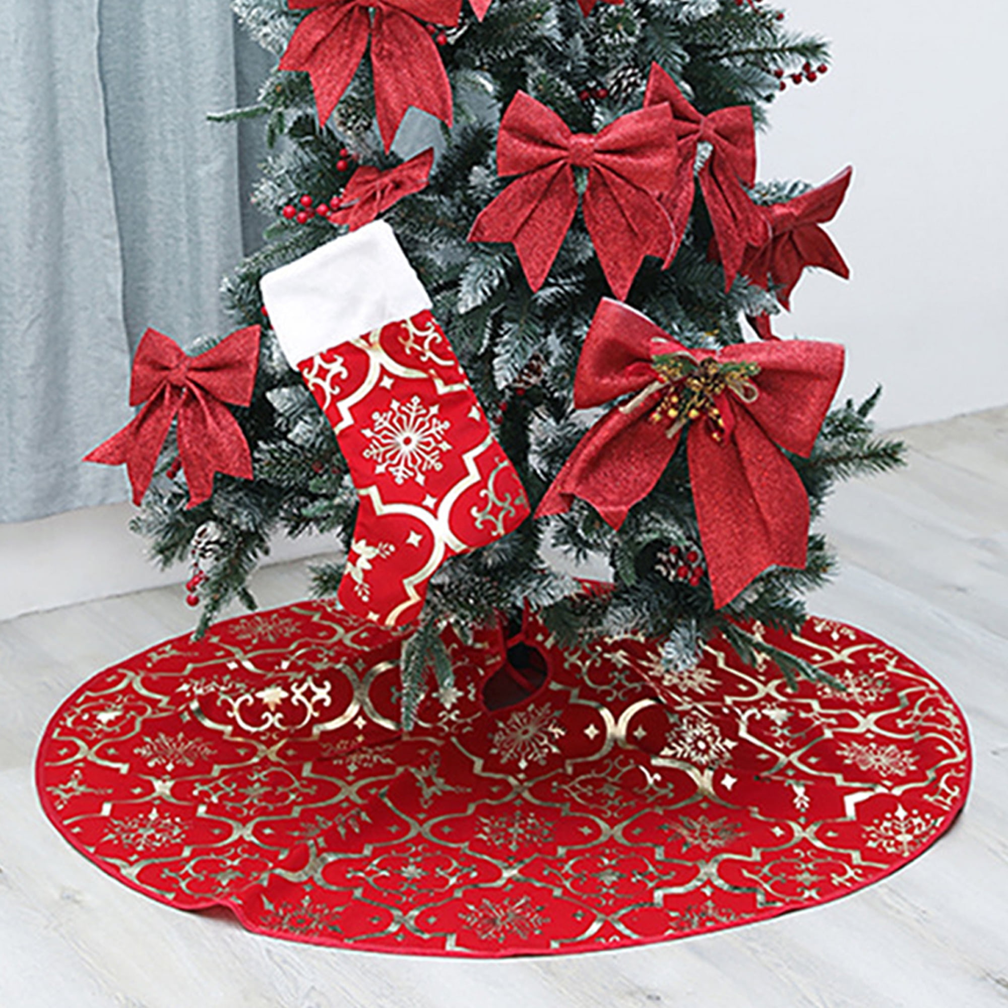 Details about   100cm Large Christmas Tree Skirt Red Home Xmas Floor Ornament Party Decor