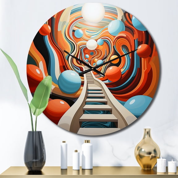 Designart "Surreal Op Art Spectrum Vibrant and Colorful III" Abstract Oversized Wall Clock