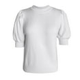thumbnail image 4 of Sweaters for Women, Casual Women's Short Sleeve Sweater With Round Neck And Puff Sleeves Solid Color Knit Top, Sweater(White,M), 4 of 4