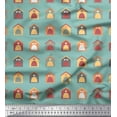thumbnail image 1 of Soimoi Cotton Cambric Fabric Hut,Bone & Paw Dog Print Fabric by Yard 56 Inch Wide, 1 of 1