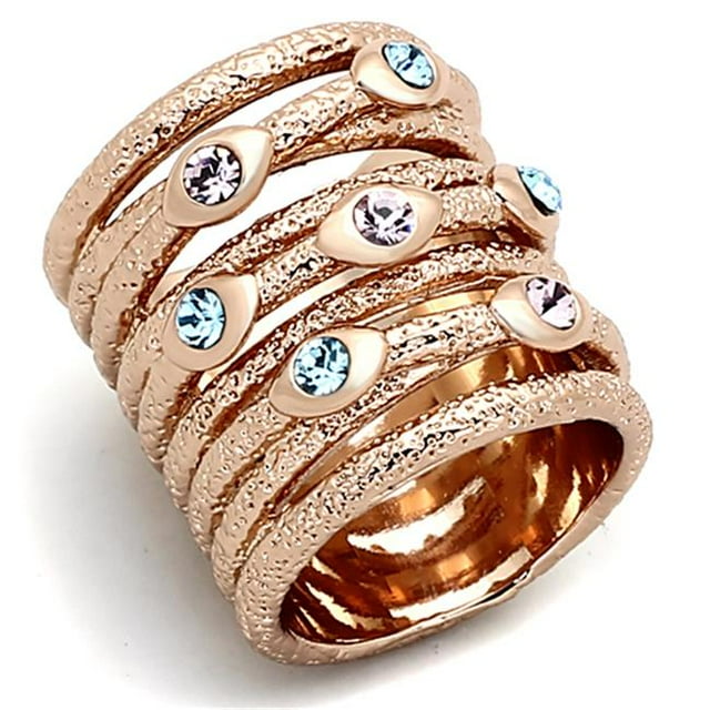 Anneau en Laiton avec Cristal de Qualité Supérieure en Multi Couleur - Taille 6