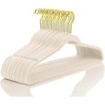thumbnail image 1 of Premium Velvet Hangers Pack 10 Pcs Heavyduty - Non Slip Slimline - Velvet Suit Hangers Ivory - Gold Hooks,Space Saving Clothes Hangers, 1 of 5