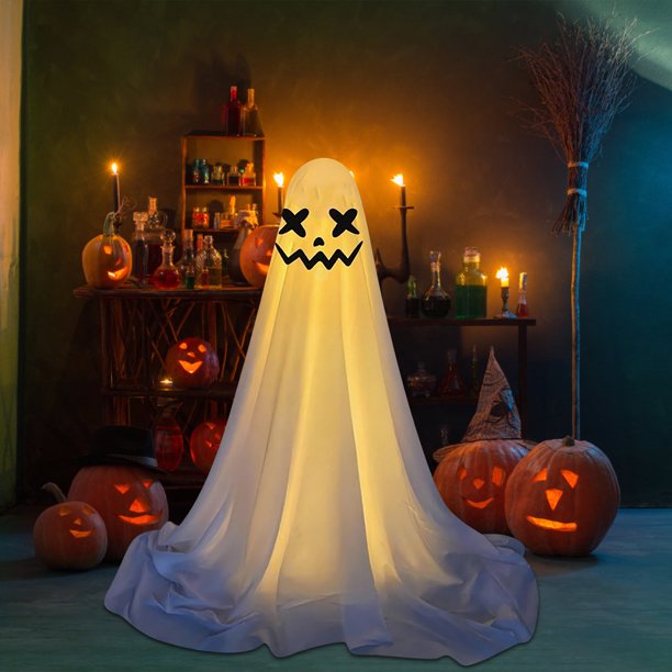 Uuiauoio Halloween Decorations ,Illuminated LED Ghost Decorations for Front Porch Courtyard Outdoor Halloween Party Scary Apparition, Porch Courtyard Cute Decorations