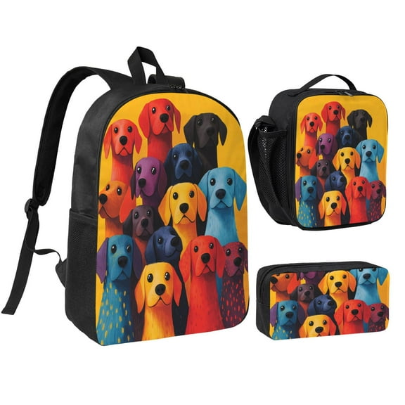 Miniature Dachshund Backpack 17 Inch Set with Lunch Bag and CaseDurableTravel Bag Combo for Work Commuting Daily Use