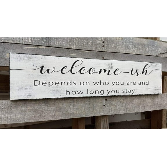 Farmhouse Welcome-Ish Metal Sign 16x4 Inch Rustic Entryway Front Door Wall Decor