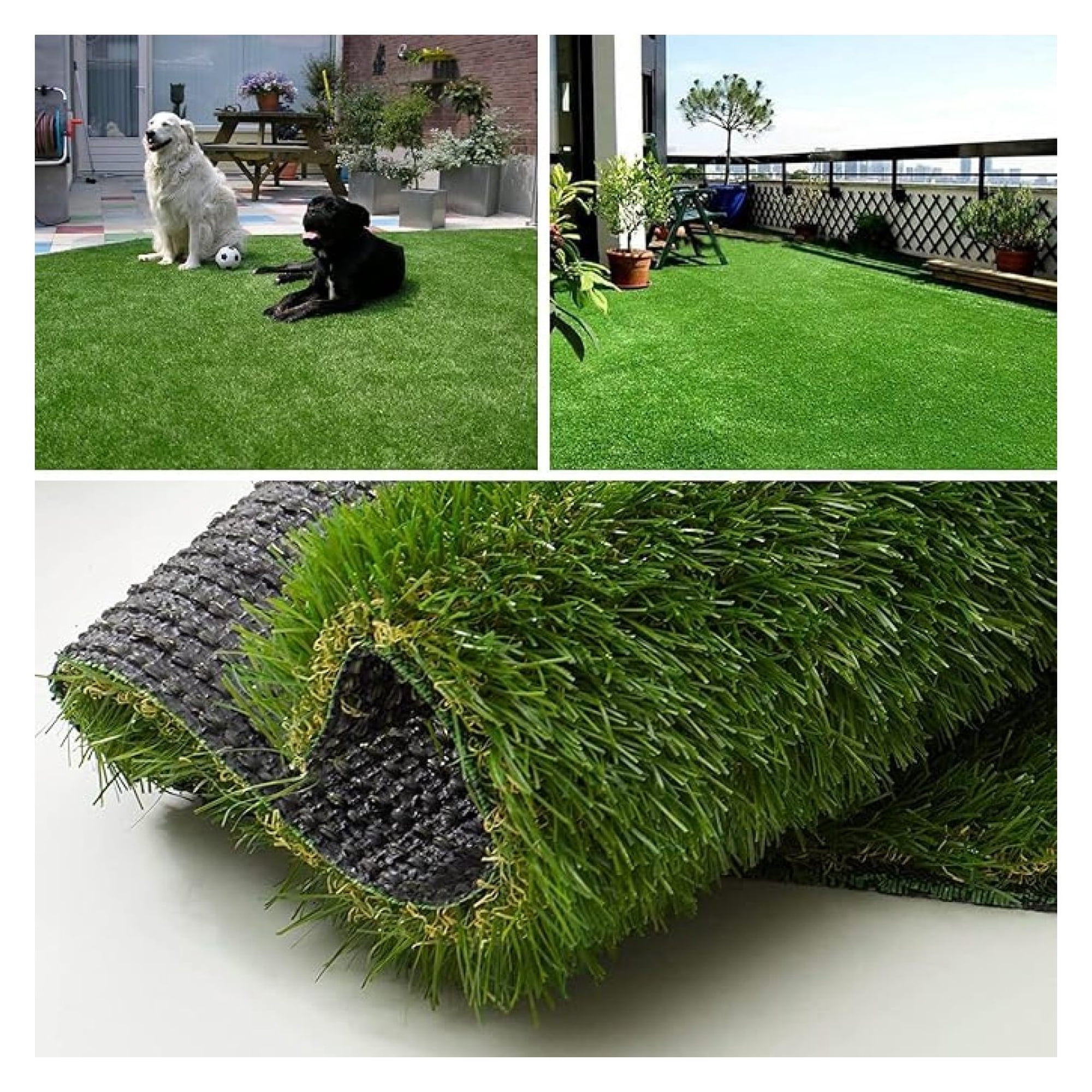 Artificial Grass Turf Rug 2FTX17FT Indoor Outdoor, 1.38" Pile Height Realistic Fake Grass with Drain Holes Astro Turf for Patio Garden Lawn Landscape Balcony