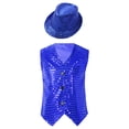 thumbnail image 1 of CHICTRY Kids Boys Girls Button Down Sequined Vest with Hat for Jazz Dance Performance,Sizes 9M-18, 1 of 7