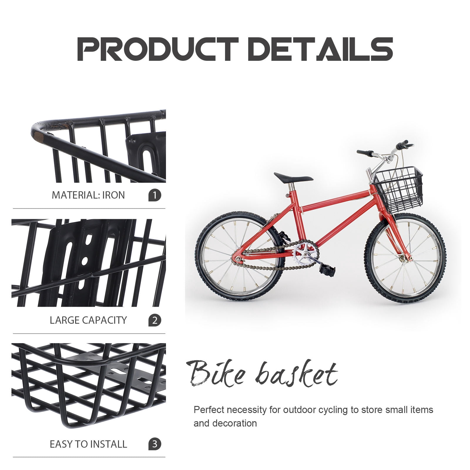 FUEENIRVA 1Pack Handlebar Basket for Cycle Front Basket Durable and Large Capacity 10.8X9.1X6.3in