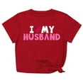 thumbnail image 2 of Lilgiuy Valentines Day Gifts Womens Valentine Round Neck Shirt Fun I LOVE MY HUSBAND Letter Print Short Sleeve Tee Family Holiday T-Shirt Blouse for Daily Wear, 2 of 5