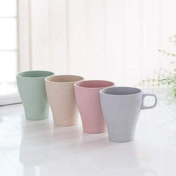 Taza de café de bambú sin melamina - ligera y robusta como una taza de té para acampar o para niños - juego de 4 verde azul beige rosa libre de BPA apta para lavavajillas Adepaton LL-2193
