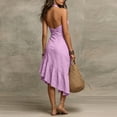 thumbnail image 6 of VBVC Women's Halter V Neck Asymmetrical Midi Dress , Ladies' Ruffle Hem Sleeveless Cocktail Dress , Summer Party Vacation Dresses For Women,Pink,S-3XL, 6 of 7