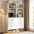 thumbnail image 6 of Homieasy 96" Closet System 2-Pack with 6 Hanging Rods & 6 Wooden Drawers - Adjustable Width (5-8FT Each), Wall-Mounted Wardrobe Storage,White, 6 of 7