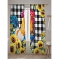thumbnail image 5 of Sheer Curtains 84 Inches Long 2 Panels Set for Living Room, Farmhouse Rooster Semi Sheer Curtains for Windows, Black Plaid Botanical Sunflower Floral Voile Window Treatments Rod Pocket Curtain, 5 of 7