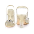 thumbnail image 5 of BLISSFUL STEP Peep Toe Flower Rhines Slingback Clear Block Heels Sandals for Women Gold 8, 5 of 6
