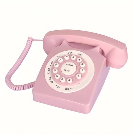 GJX 2026 New Pink Retro Corded Landline Phone,Classic Vintage Old Fashion Telephone for Home&Office,Wired Home Phone Gift for Seniors