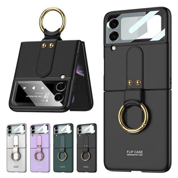 For Samsung Galaxy Z Flip 4 5G Slim Shockproof Camera Lens Protection With Ring Stand PC Phone Case Cover