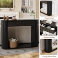 thumbnail image 5 of Wirrytor Mid-Century Modern Fluted Console Table with 2 Drawers, Narrow Entryway Table with Storage Shelf, Accent Sofa Table for Living Room, Black, 5 of 7