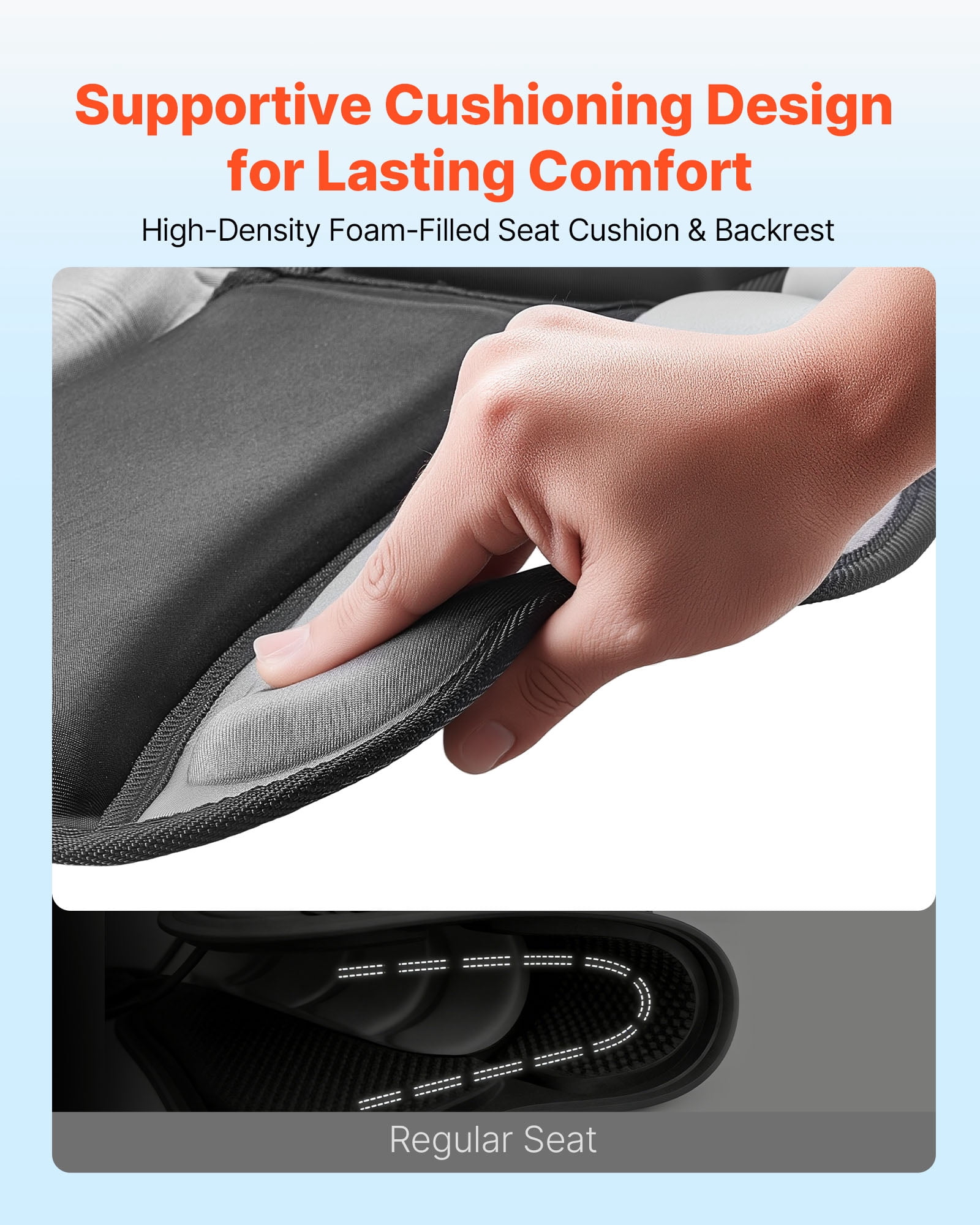 VEVOR Kayak Seat, 1 Pack 1" Thick, Universal Paddle Board Seat with Back Support, Sit-on-Top Soft Padded Cushion with Storage Bag & Adjustable Straps for SUP, Fishing Boat, Inflatable Kayak, Rowboat