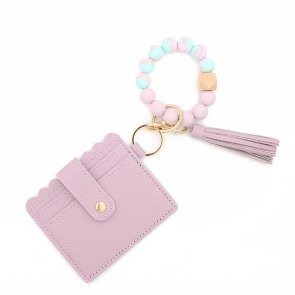 GASTROPOD Keychain Wallet Silicone Bead Bracelet Key Chain Wallet Tassel - Decorated Accessory Wallet Keychain Women Purple