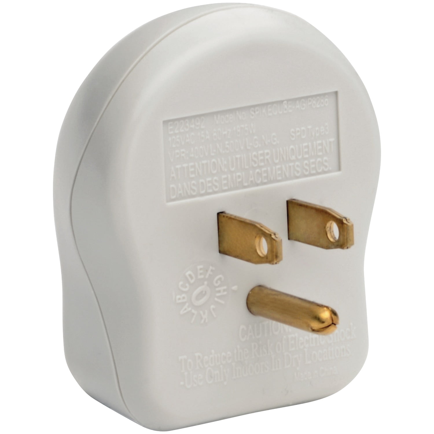 SpikeCube 600-Joules Personal Surge Protector Wall Tap, 1 Outlet, Light Gray, SPIKECUBEPT