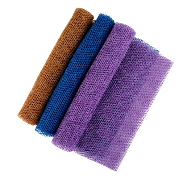 Graflsoa Ensemble de 3 Serviettes de Bain en Nylon Violet, Bleu et Marron pour Exfoliation et Nettoyage