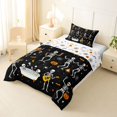 thumbnail image 2 of Manfei Cartoon Gothic Skeleton Twin Comforter Sets 2pcs, Halloween Pumpkin Bedding Set, Black White Orange,Reversible,1 Comforter and 1 Pillowcase, 2 of 6