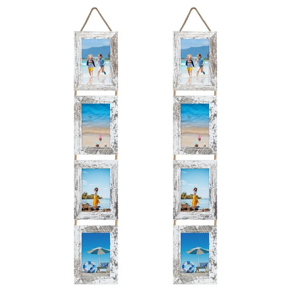 RLAVBL 4x6 Picture Frame Collage Wall Hanging Photo Frames, White, Set of 2
