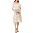 thumbnail image 2 of Unique Bargains Jupe à Volants Fluide à Étages à Imprimé Floral pour Femme Blanc P, 2 of 7