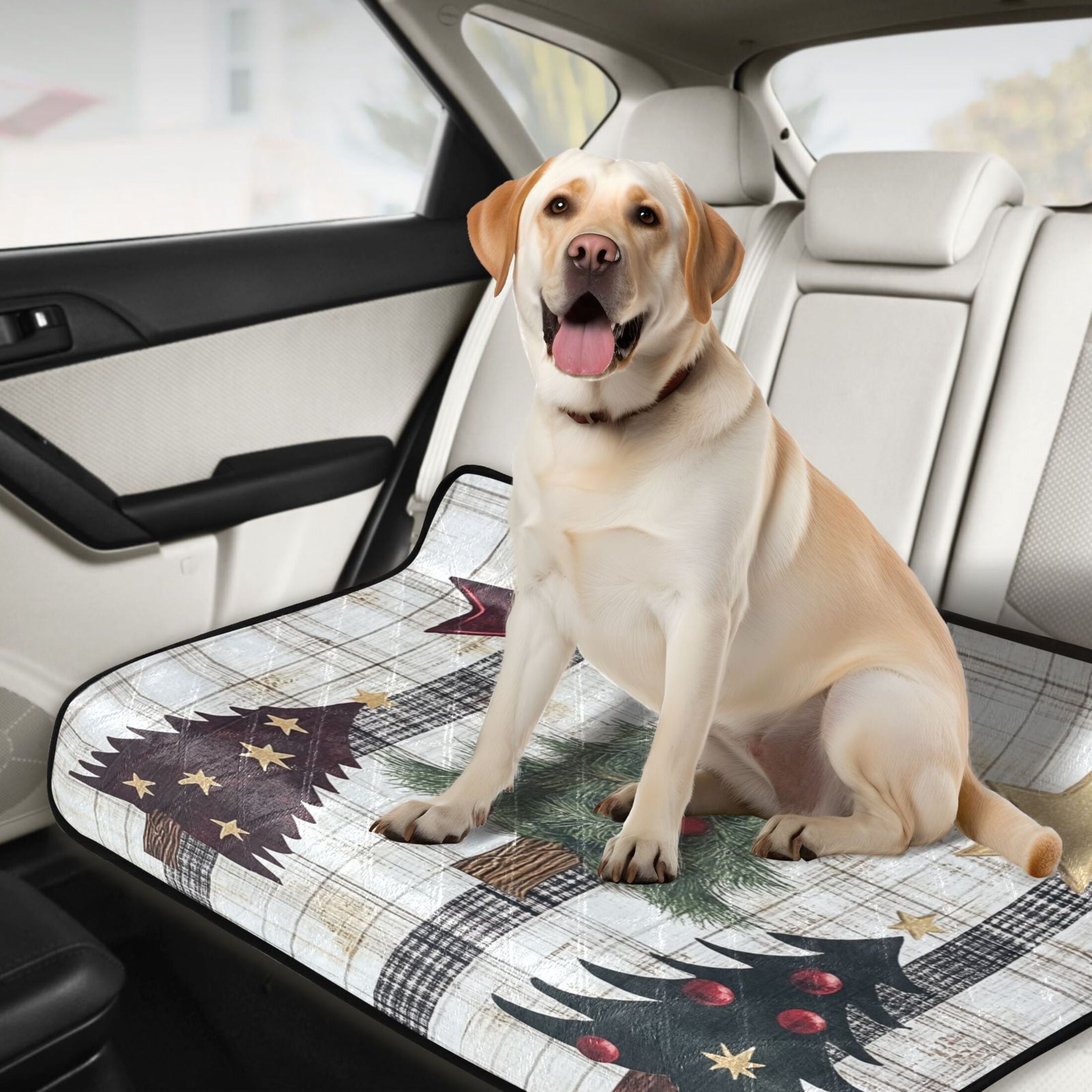 Qxltty Christmas Trees on Black Lines Pattern Cat litter Pads Pet Set of 3 Diaper Mats Center Anti-leakage Layer Absorbent Soft and Comfortable