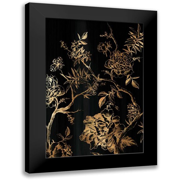 Watts, Eva 11x14 Black Modern Framed Museum Art Print Titled - Dark Oriental Blooms