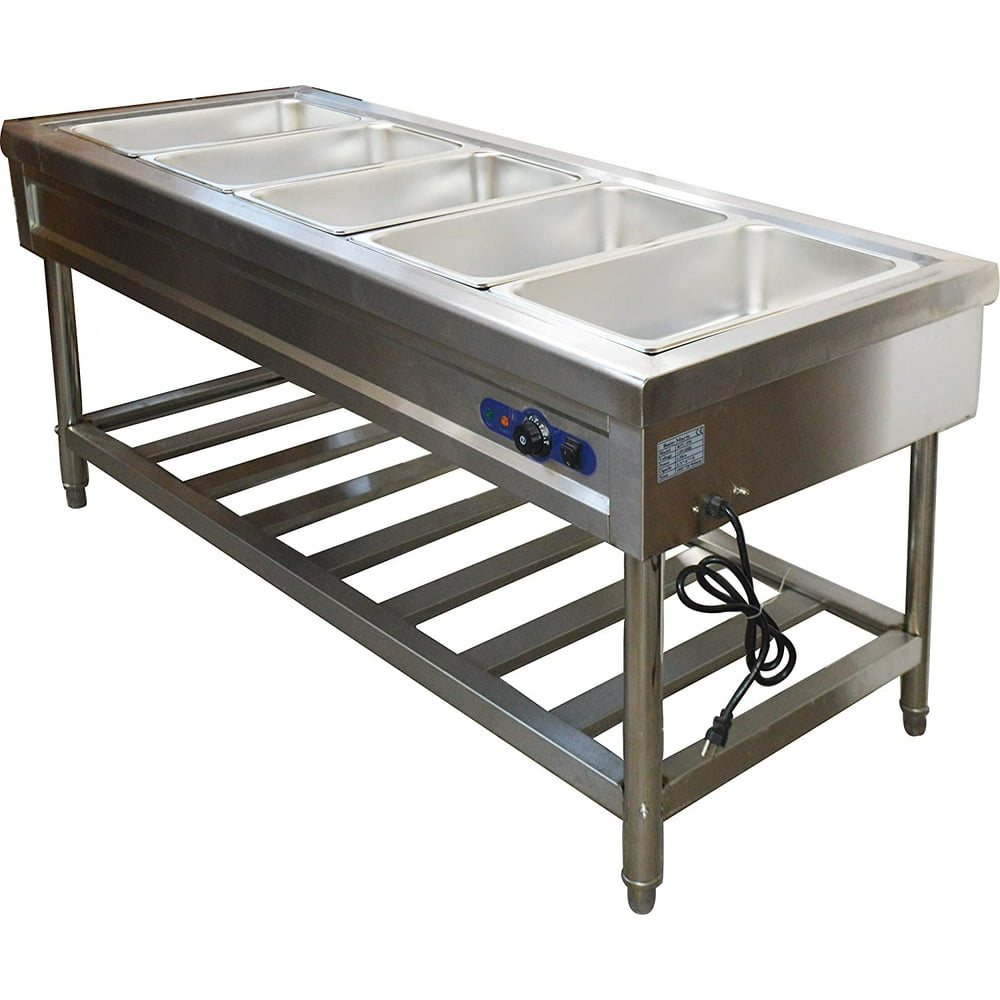 Techtongda 72 inch 5 Pan Restaurant Electric Steam Table Buffet Food