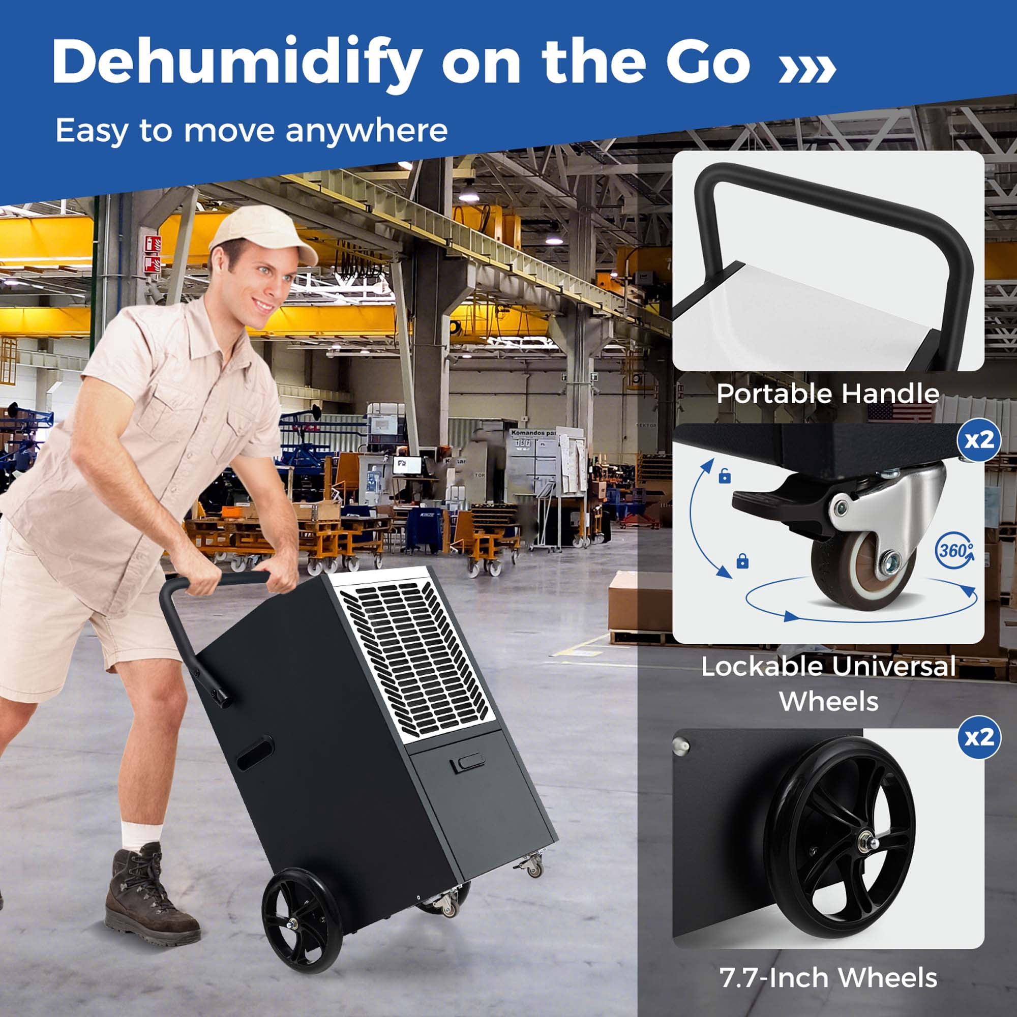 Costway 163 pt Dehumidifier White - Built-in Pump