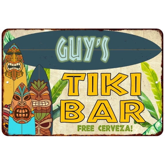 Guy's TIKI BAR Island Sign Metal Wall Decor 8 x 12 High Gloss Metal 208120058207