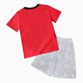 thumbnail image 5 of TOWED22 Toddler Kid Boy Clothes Cartoon Dinosaur Print Round Neck Short Sleeve Tee Top Elastic Waist Pattern Cargo Shorts 2pcs Summer Outfits(Red,9-10 Y), 5 of 5