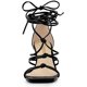 thumbnail image 3 of Sandalias de tacón grueso con tiras y cordones para mujer Negro 39, 3 of 6