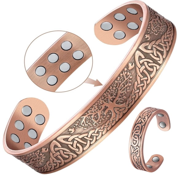 Wollet Copper Bracelet for Women Men, Copper Magnetic Ring , Adjustable Copper Jewelry