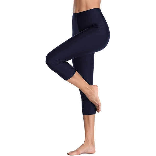 Womens Swim Pants Solid High Waisted Swim Capris Swimming Leggings Walmart