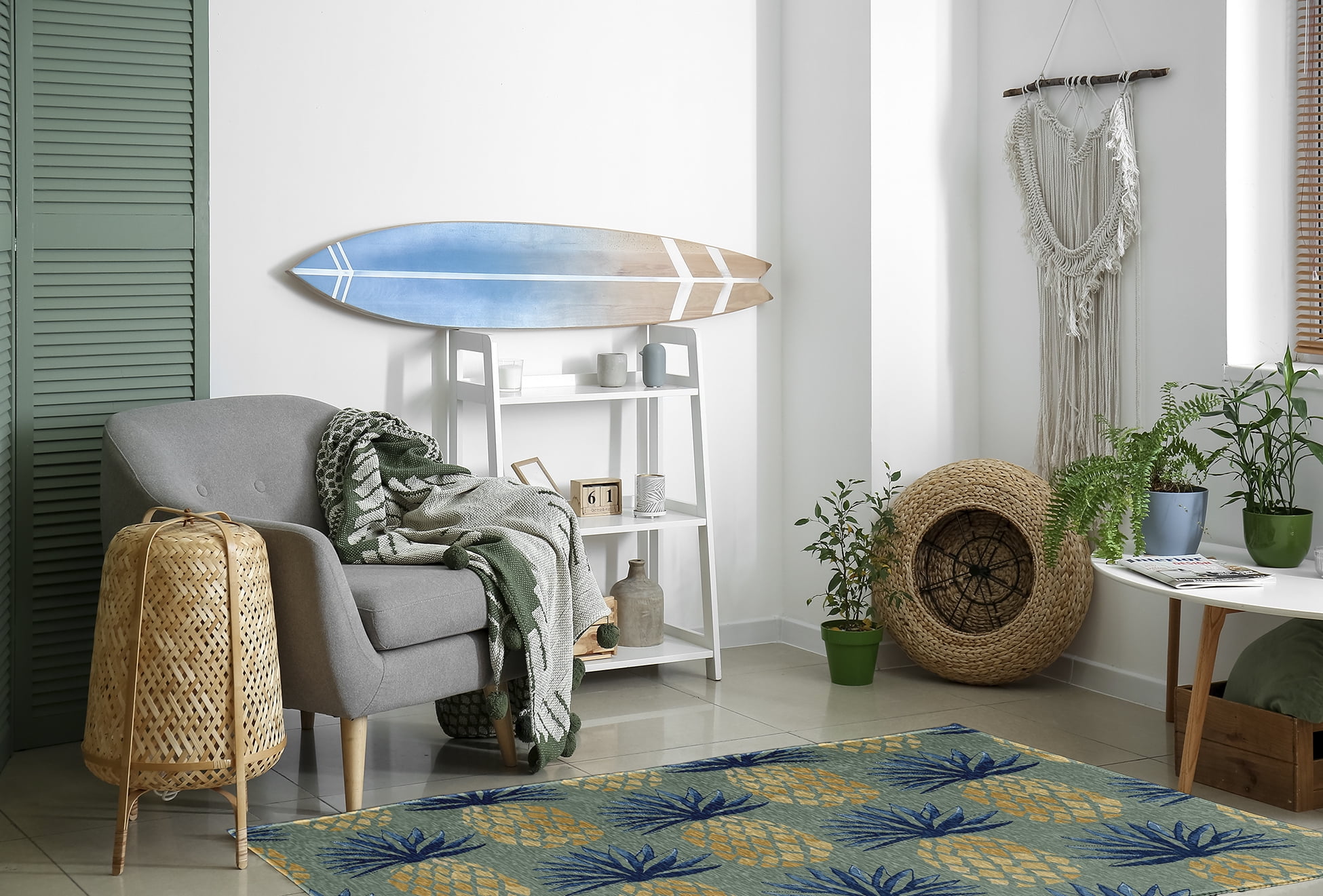 Simply Daisy 4' x 6' Pineapple Stripes Chenille Rug, Sage