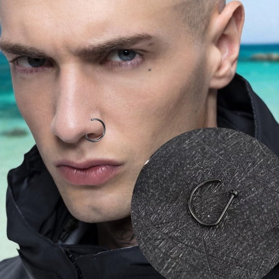 Stainless Steel Non Pierced Nose Clip Septum Fake Ring Punk Body Jewelry for Men