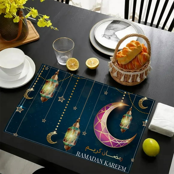 TIMIFIS Napperons Ramadan Antidérapants Lavables Résistants à la Chaleur pour Décoration de Cuisine 12 X 18 Pouces