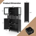 thumbnail image 3 of Costway Bathroom Floor Storage Cabinet Kitchen Cupboard with 2 Drawers & Glass Doors Black, 3 of 10