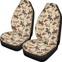 ZIATUBLE Cowboy Cactus Car Seat Covers Sets Elastic High Back Saddle Blankets Universal Fit Cars Sedan SUV Set of 2 Piece Interior Vehicle Seat Protectors Automotive Seat Accessories
