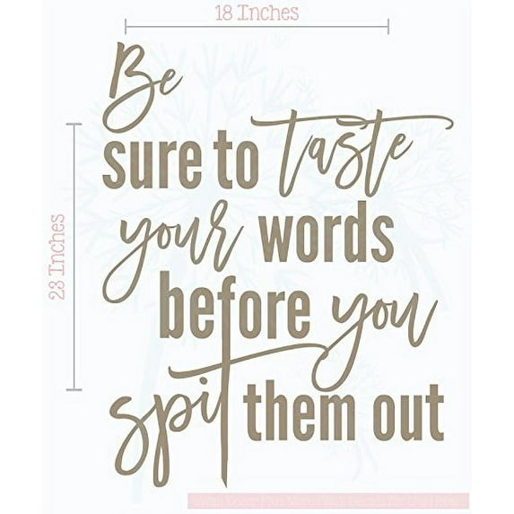 Taste Your Words Before You Spit Them Out Vinyl Letters Decals Wall Stickers Inspirational Quote 18x23-Inch Tumbleweed