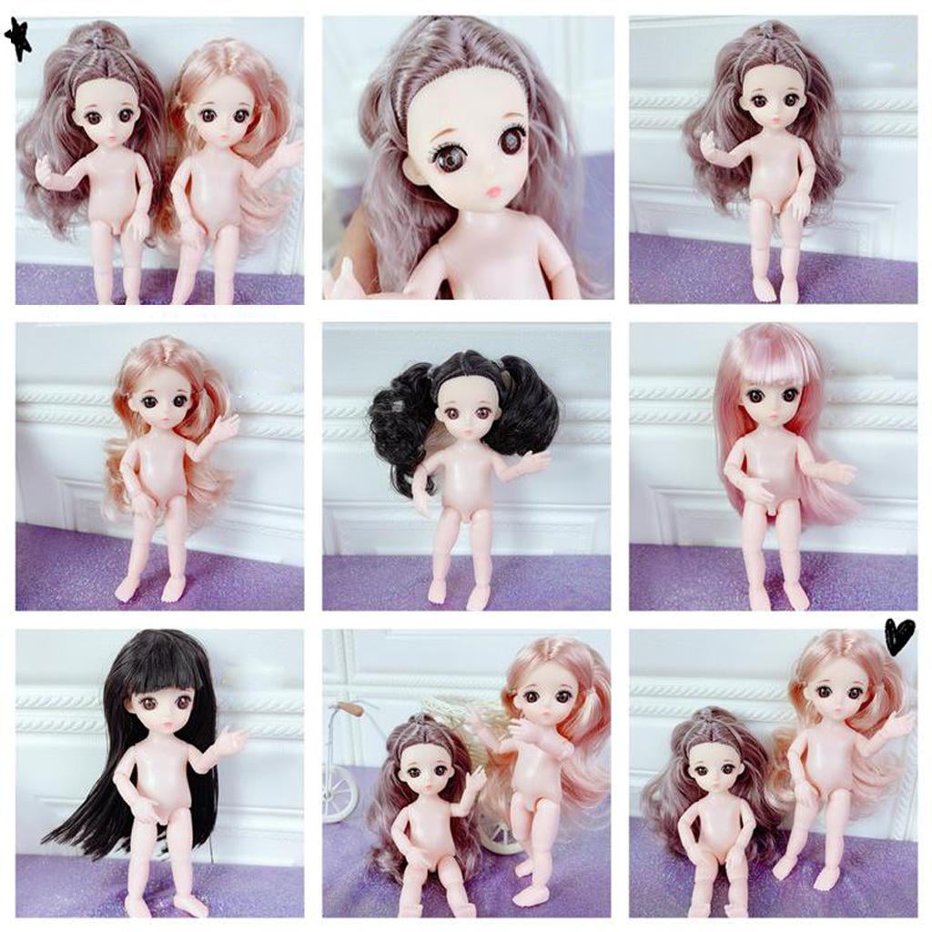 Nettes 1/12 Mini BJD Puppen Nacktes Mädchen Nackter Körper 3D Augen Spielzeug