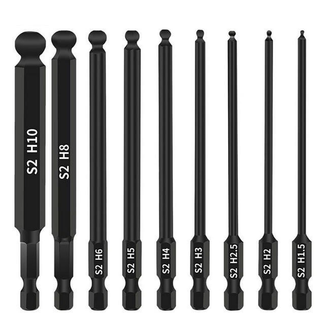 Ball End Hex Bit Set 100mm Ball Head Screwdriver Bit 1/4 Inch Hex Shank Magentic