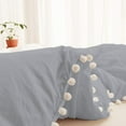 thumbnail image 5 of DNG Creations 3 Piece White Pom Pom Duvet Cover with Zipper Closure, 100% Egyptian Cotton, 800 Thread Cotton ( Full/Queen - Solid Silver ), 5 of 5